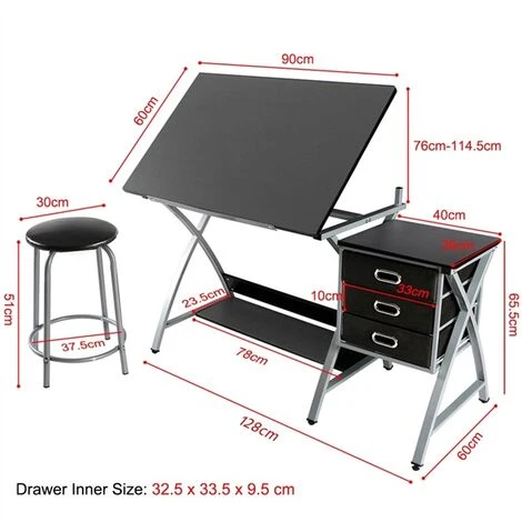 Yaheetech Drawing Desk W/Stool Adjustable Drafting Table 2 Yaheetech Drawing Desk W/Stool Adjustable Drafting Table - Image 2