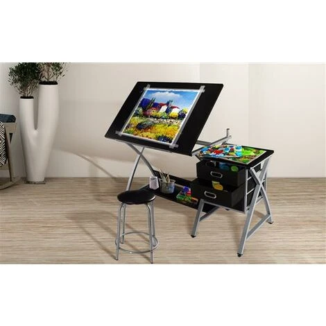 Yaheetech Drawing Desk W/Stool Adjustable Drafting Table 4 Yaheetech Drawing Desk W/Stool Adjustable Drafting Table - Image 4
