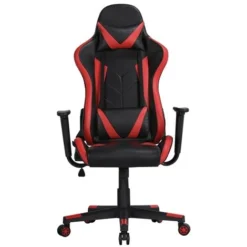 Yaheetech Computer Game Chair Swivel Leather Office Chair,Black/Red