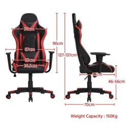 Yaheetech Computer Game Chair Swivel Leather Office Chair,Black/Red 7 Yaheetech Computer Game Chair Swivel Leather Office Chair,Black/Red -Office Furniture Store 21573827 3