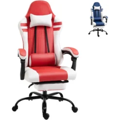 Vinsetto Gaming Chair W/ Headrest, Footrest, Racing Gamer Recliner Red