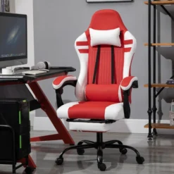 Vinsetto Gaming Chair W/ Headrest, Footrest, Racing Gamer Recliner Red -Office Furniture Store 22801098 3