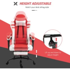 Vinsetto Gaming Chair W/ Headrest, Footrest, Racing Gamer Recliner Red -Office Furniture Store 22801098 4