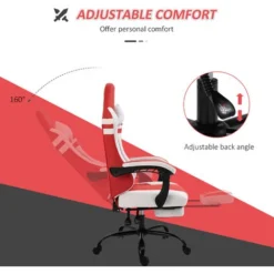 Vinsetto Gaming Chair W/ Headrest, Footrest, Racing Gamer Recliner Red -Office Furniture Store 22801098 5