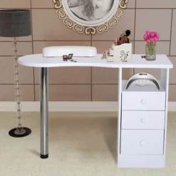 Livingandhome White Manicure Table Hand Art Salon Stand Desk With Drawers