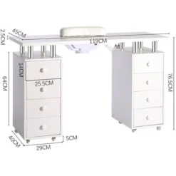 Livingandhome Large Mobile Manicure Nail Table Beauty Salon Desk With 8 Drawers -Office Furniture Store 23749770 5