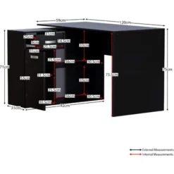 Longton Computer Desk Adjustable 1 Drawer 1 Door PC Workstation Shelves Storage Home Office Table, Black -Office Furniture Store 23759196 2