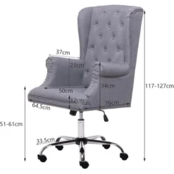 Livingandhome Linen Ergonomic Executive Office Chair High Back Design, Grey -Office Furniture Store 23825220 5