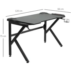 HOMCOM Spacious Gaming Desk Home Racing W/ Steel Frame Cup Headphone Holder Hook 6 HOMCOM Spacious Gaming Desk Home Racing W/ Steel Frame Cup Headphone Holder Hook -Office Furniture Store 24066789 2