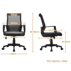 Yaheetech Home Office Desk Chair Leather Mesh Chair,Black -Office Furniture Store 24310140 5