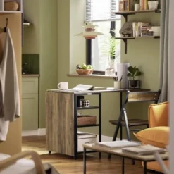 SoBuy Modern Industrial Design Folding Dining Table With 3 Shelves,FWT62-N -Office Furniture Store 26117461 3