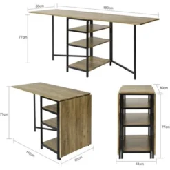 SoBuy Modern Industrial Design Folding Dining Table With 3 Shelves,FWT62-N -Office Furniture Store 26117461 5
