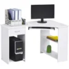 HOMCOM L-Shaped Corner Computer Desk W/ 2 Shelves Worktop Keyboard Tray White