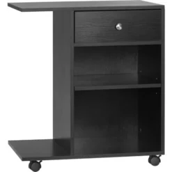 Vinsetto Printer Stand Rolling Cart Desk Side W/ Wheels CPU Stand Drawer Black