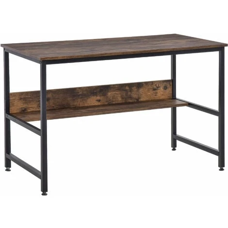 HOMCOM Two-Tier Writing Desk Metal Frame Smooth Shelves W/ Storage Shelf Multicolor 1 HOMCOM Two-Tier Writing Desk Metal Frame Smooth Shelves W/ Storage Shelf Multicolor