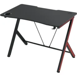 HOMCOM Gaming Computer Desk Writing Table Curved Front W/ Headphone Hook