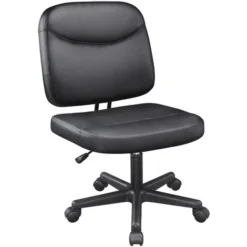 Yaheetech Armless Office Chair Mid-Back Task Chair Adjustable Desk Chair Computer Chair Faux Leather Chair Without Arms
