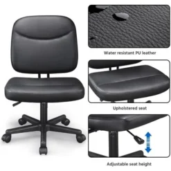 Yaheetech Armless Office Chair Mid-Back Task Chair Adjustable Desk Chair Computer Chair Faux Leather Chair Without Arms 7 Yaheetech Armless Office Chair Mid-Back Task Chair Adjustable Desk Chair Computer Chair Faux Leather Chair Without Arms -Office Furniture Store 28187813 3