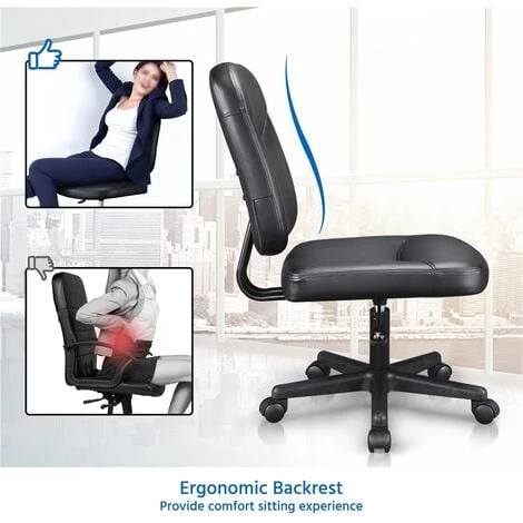 Yaheetech Armless Office Chair Mid-Back Task Chair Adjustable Desk Chair Computer Chair Faux Leather Chair Without Arms 4 Yaheetech Armless Office Chair Mid-Back Task Chair Adjustable Desk Chair Computer Chair Faux Leather Chair Without Arms - Image 4