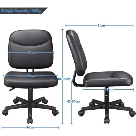 Yaheetech Armless Office Chair Mid-Back Task Chair Adjustable Desk Chair Computer Chair Faux Leather Chair Without Arms 5 Yaheetech Armless Office Chair Mid-Back Task Chair Adjustable Desk Chair Computer Chair Faux Leather Chair Without Arms - Image 5