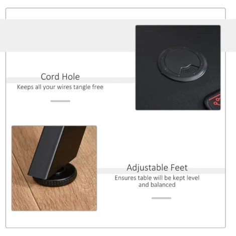 HOMCOM Gaming Desk Computer Table With Cup Holder, Headphone Hook, Cable Hole 5 HOMCOM Gaming Desk Computer Table With Cup Holder, Headphone Hook, Cable Hole - Image 5