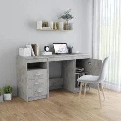Desk Concrete Grey 140x50x76 Cm Engineered Wood VidaXL -Office Furniture Store 28610920 4