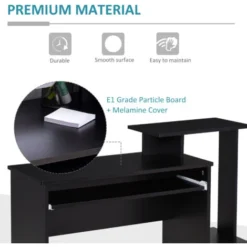 HOMCOM Computer Desk With Sliding Keyboard Tray Storage Drawer Shelf Black 9 HOMCOM Computer Desk With Sliding Keyboard Tray Storage Drawer Shelf Black -Office Furniture Store 28831605 5