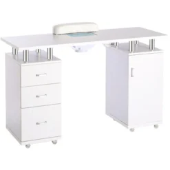 Livingandhome Manicure Nail Table Salon Nail Art Desk Unit With Cupboard Drawers -Office Furniture Store 29661439 3
