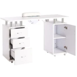 Livingandhome Manicure Nail Table Salon Nail Art Desk Unit With Cupboard Drawers -Office Furniture Store 29661439 4