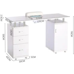 Livingandhome Manicure Nail Table Salon Nail Art Desk Unit With Cupboard Drawers -Office Furniture Store 29661439 5