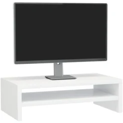Monitor Stand High Gloss White 42x24x13 Cm Chipboard 7 Monitor Stand High Gloss White 42x24x13 Cm Chipboard -Office Furniture Store 29797279 3