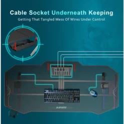 ELEGANT Gaming Desk Office PC Computer Gaming Desk Gamer Tables With LED Stand Cup Holder Headphone Hook Free Mousepad, Black 1400x600mm 7 ELEGANT Gaming Desk Office PC Computer Gaming Desk Gamer Tables With LED Stand Cup Holder Headphone Hook Free Mousepad, Black 1400x600mm -Office Furniture Store 29900043 3