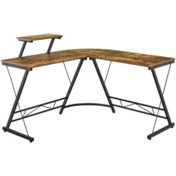 Yaheetech L-Shaped Computer Desk With Monitor Stand Computer Corner Desk For Gaming/Writing/Home Office Rustic Brown