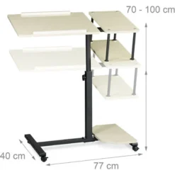 Relaxdays Laptop Desk Height-Adjustable Extra Large Portable Computer Stand 100x77x40cm Notebook Table Sofa Desk Side Table W/ 4 Wheels W/ Brakes For Tablets W/ Mouse Surface And Anti-Slip Bar, Cream -Office Furniture Store 31790963 4