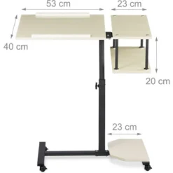 Relaxdays Laptop Desk Height-Adjustable Extra Large Portable Computer Stand 100x77x40cm Notebook Table Sofa Desk Side Table W/ 4 Wheels W/ Brakes For Tablets W/ Mouse Surface And Anti-Slip Bar, Cream -Office Furniture Store 31790963 5