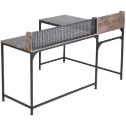 L Shaped Corner Desk Home Office Industrial Style Large Desktop Computer Gaming Desk Writing PC Workstations 165x 110 X75-95cm Walnut -Office Furniture Store 31832089 2