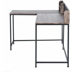 L Shaped Corner Desk Home Office Industrial Style Large Desktop Computer Gaming Desk Writing PC Workstations 165x 110 X75-95cm Walnut -Office Furniture Store 31832089 3