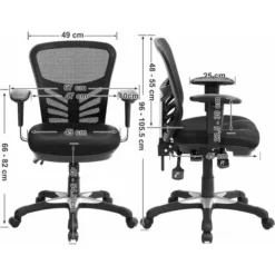 Songmics Office Chair Ergonomic, Computer Mesh Desk Chair, Adjustable Armrests, Unique Height Adjustable Backrest, Tilt Function And Position Lock, Lumbar Support, Black OBN52BKUK -Office Furniture Store 31837824 5