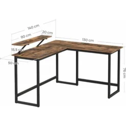 Songmics VASAGLE Computer Desk, L-Shaped Writing Workstation, Industrial Corner Desk With Monitor Stand, For Home Office Study Writing And Gaming, Space Saving, Easy Assembly, Rustic Brown And Black by SONGMIC -Office Furniture Store 32243365 5