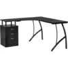 HOMCOM L-Shaped Corner PC Desk Table W/ Drawer Home Office Workstation Black