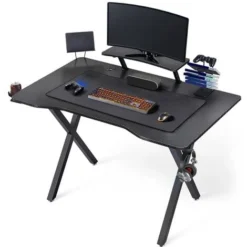 Yaheetech Multifunctional Computer Gaming Desk Stylish Home Office Desk,Black