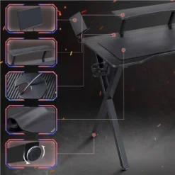 Yaheetech Multifunctional Computer Gaming Desk Stylish Home Office Desk,Black -Office Furniture Store 32716352 4