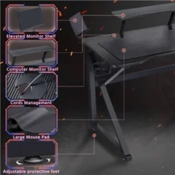 Yaheetech Black Computer Desk Modern Writing Desk Table Stable Gaming Desk Workstations For Home Office Conference Work And Study 8 Yaheetech Black Computer Desk Modern Writing Desk Table Stable Gaming Desk Workstations For Home Office Conference Work And Study -Office Furniture Store 32716353 4