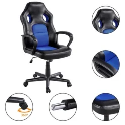 Yaheetech Gaming Chair High Back Ergonomic Racing Chair Office Reclining Chair Swivel Chair, Blue -Office Furniture Store 33037638 4
