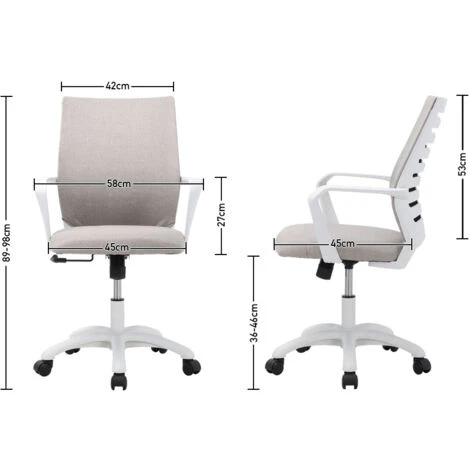 Livingandhome Fabric Office Chair, Khaiki 5 Livingandhome Fabric Office Chair, Khaiki - Image 5