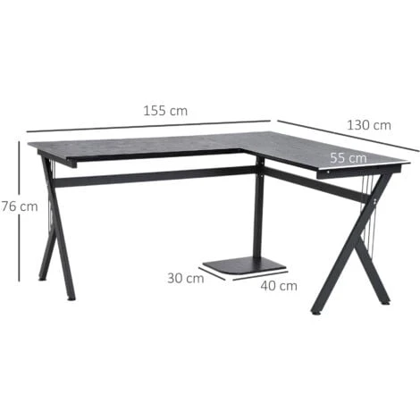 HOMCOM L-Shaped Corner Computer Desk Laptop Workstation PC Table Home Office 2 HOMCOM L-Shaped Corner Computer Desk Laptop Workstation PC Table Home Office - Image 2