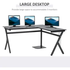 HOMCOM L-Shaped Corner Computer Desk Laptop Workstation PC Table Home Office 8 HOMCOM L-Shaped Corner Computer Desk Laptop Workstation PC Table Home Office -Office Furniture Store 35819589 4