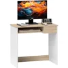 HOMCOM Compact Computer Table With Keyboard Tray Drawer Study Office Work Oak