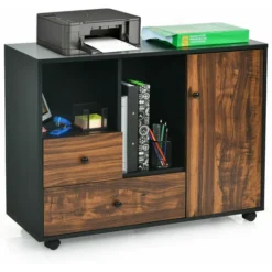 Mobile File Cabinet Lateral Stationery Storage Large Printer Stand W/ 2 Drawers