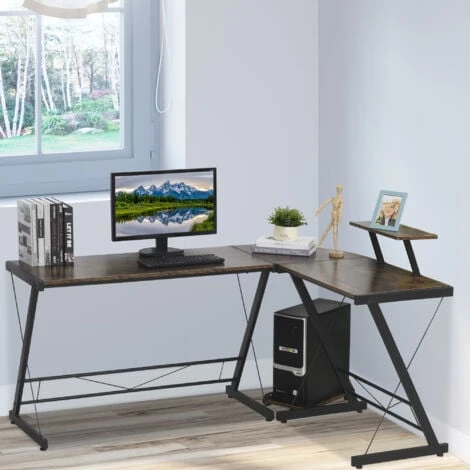 HOMCOM Industrial L Shaped Desk Round Corner Workstation For Home Office 3 HOMCOM Industrial L Shaped Desk Round Corner Workstation For Home Office - Image 3